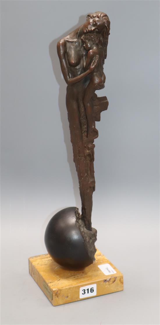 Josep Bofill (Spanish b. 1942), mixed media stylised sculpture of a mother and child